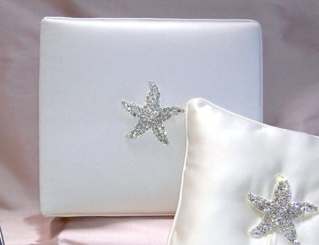 Satin Guest Book w/ Large Crystal Starfish